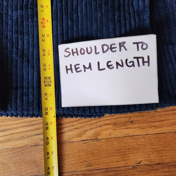 ZARA Blue Wide Wale Corduroy Double Breasted Coat - Picture 7 of 9